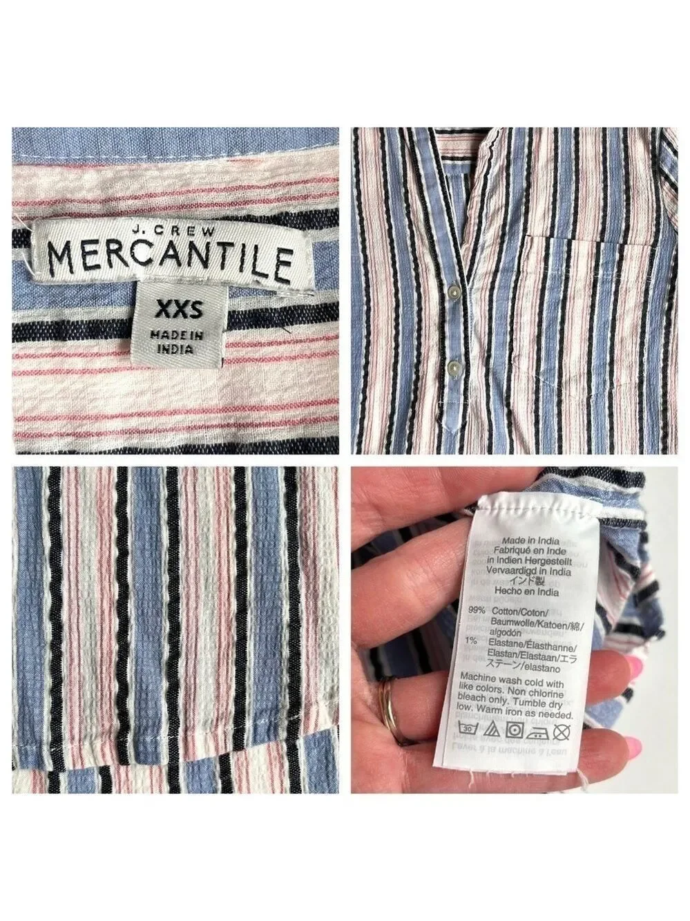J. Crew Mercantile Seersucker Popover Top